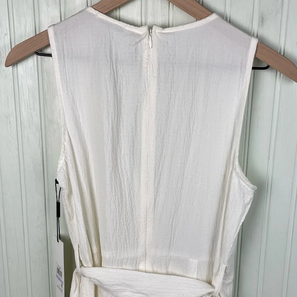 NEW Calvin Klein Gauze Mock-Wrap Jumpsuit White Size 6 Wide Leg Sleeveless Boho